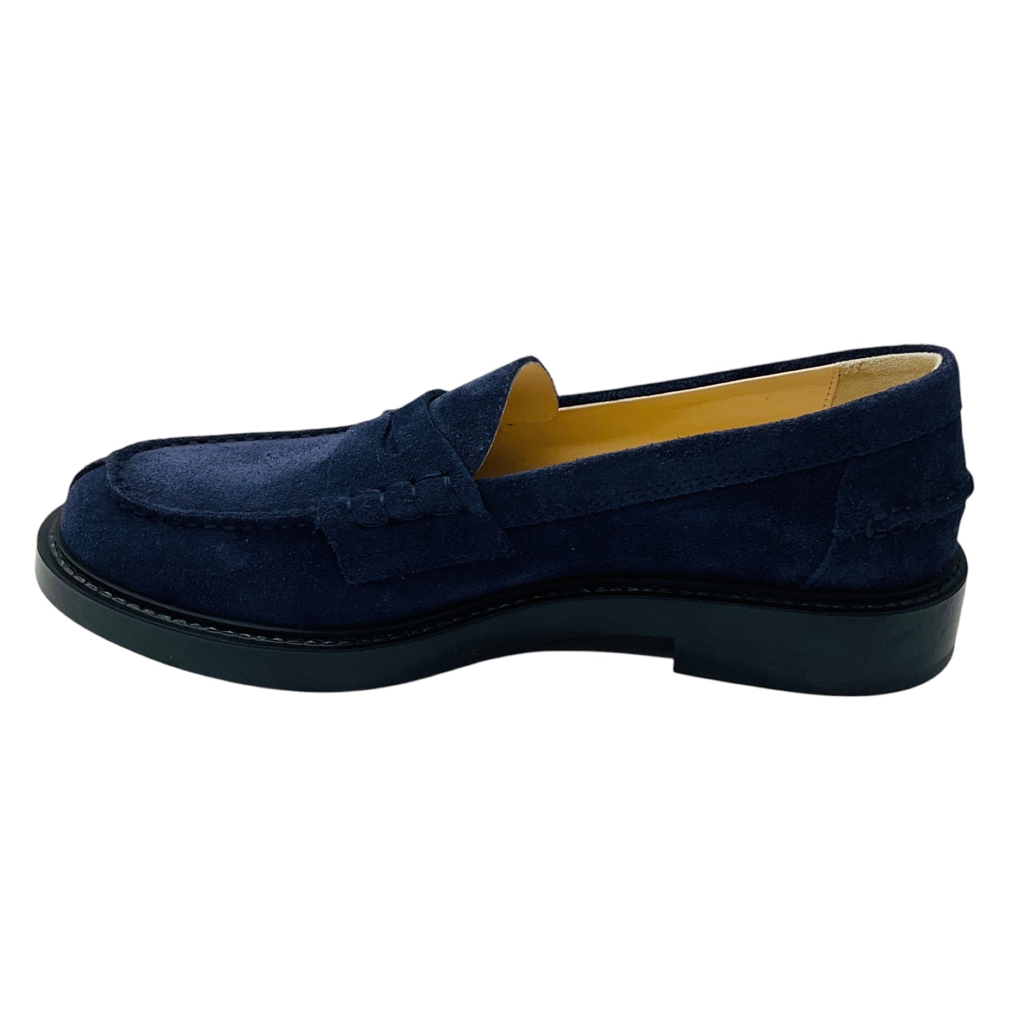 Tod's Navy Blue Suede Leather Loafers / Flats