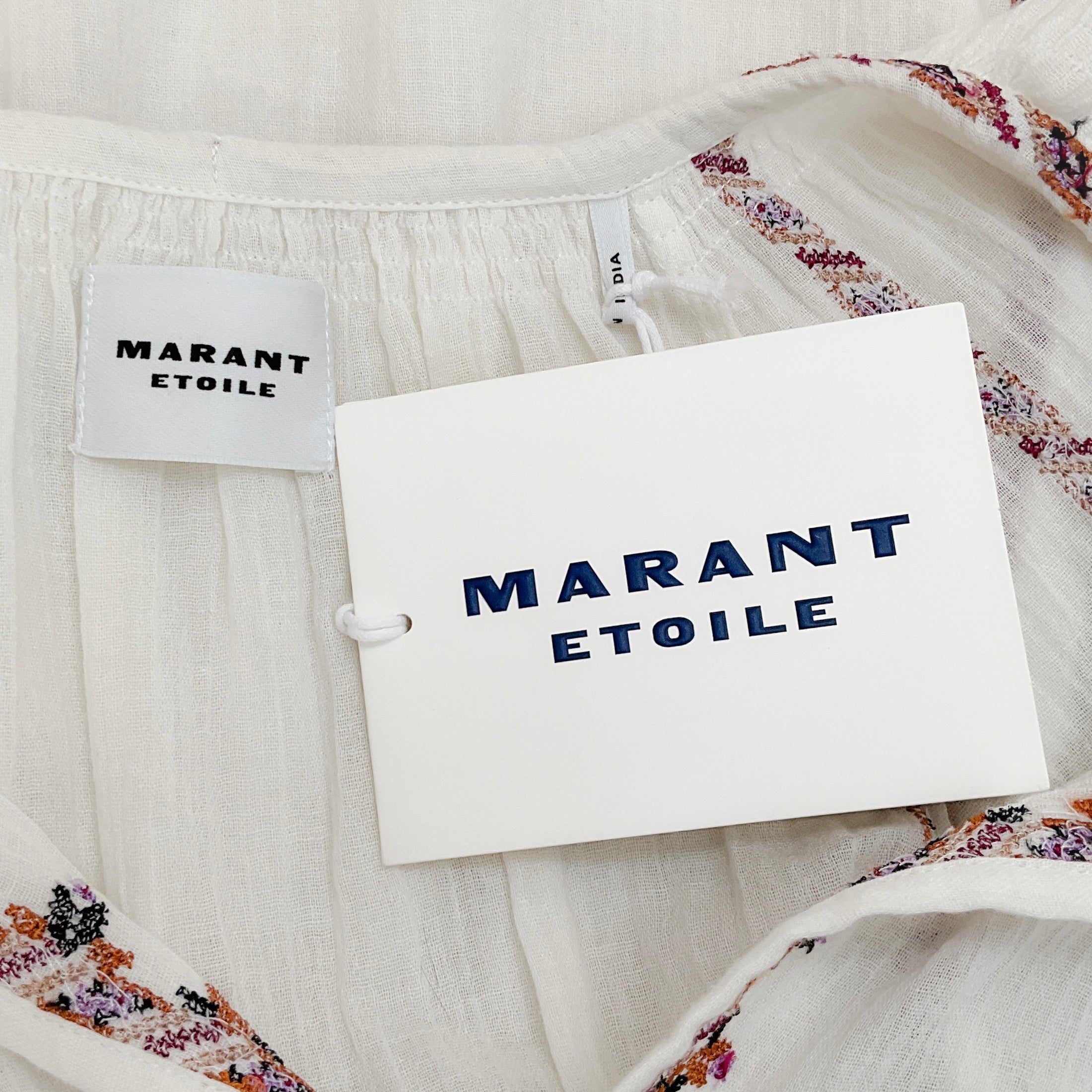 Isabel Marant Etoile Ecru / Ochre Embroidered Fernanda Blouse