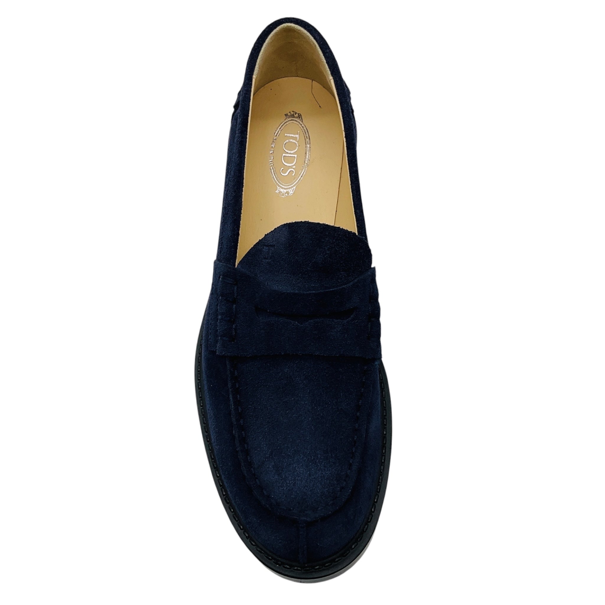 Tod's Navy Blue Suede Leather Loafers / Flats