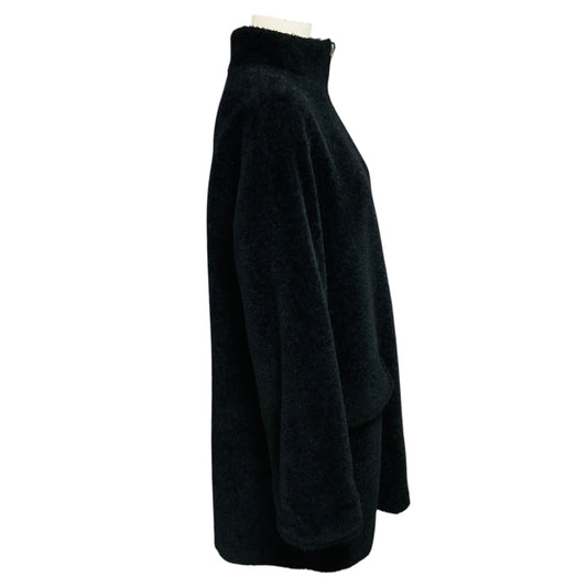 Max Mara Black Reversible Alpaca Fur and Wool Coat