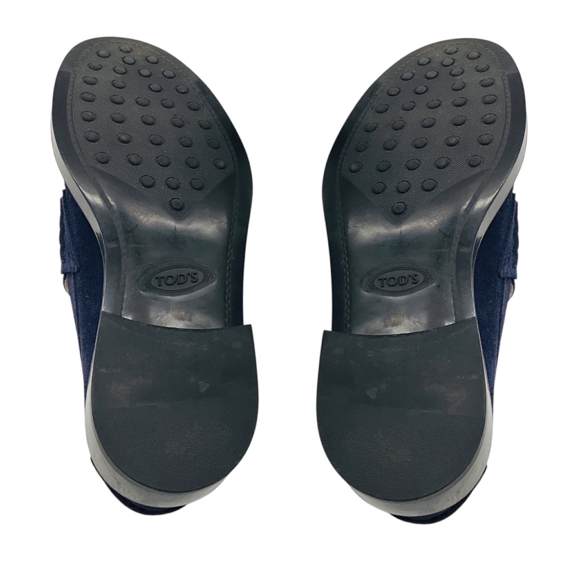 Tod's Navy Blue Suede Leather Loafers / Flats