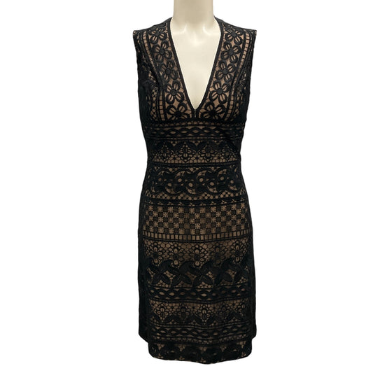 Elie Saab Black / Beige Sleeveless Lace Dress