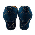 Load image into Gallery viewer, Gucci Navy Blue GG Logo Velvet Mid Heel Loafer Pumps with Gold Hardware
