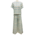 Load image into Gallery viewer, Lisa Marie Fernandez Turquoise / Ivory Plaid Tweed Top and Pants Set
