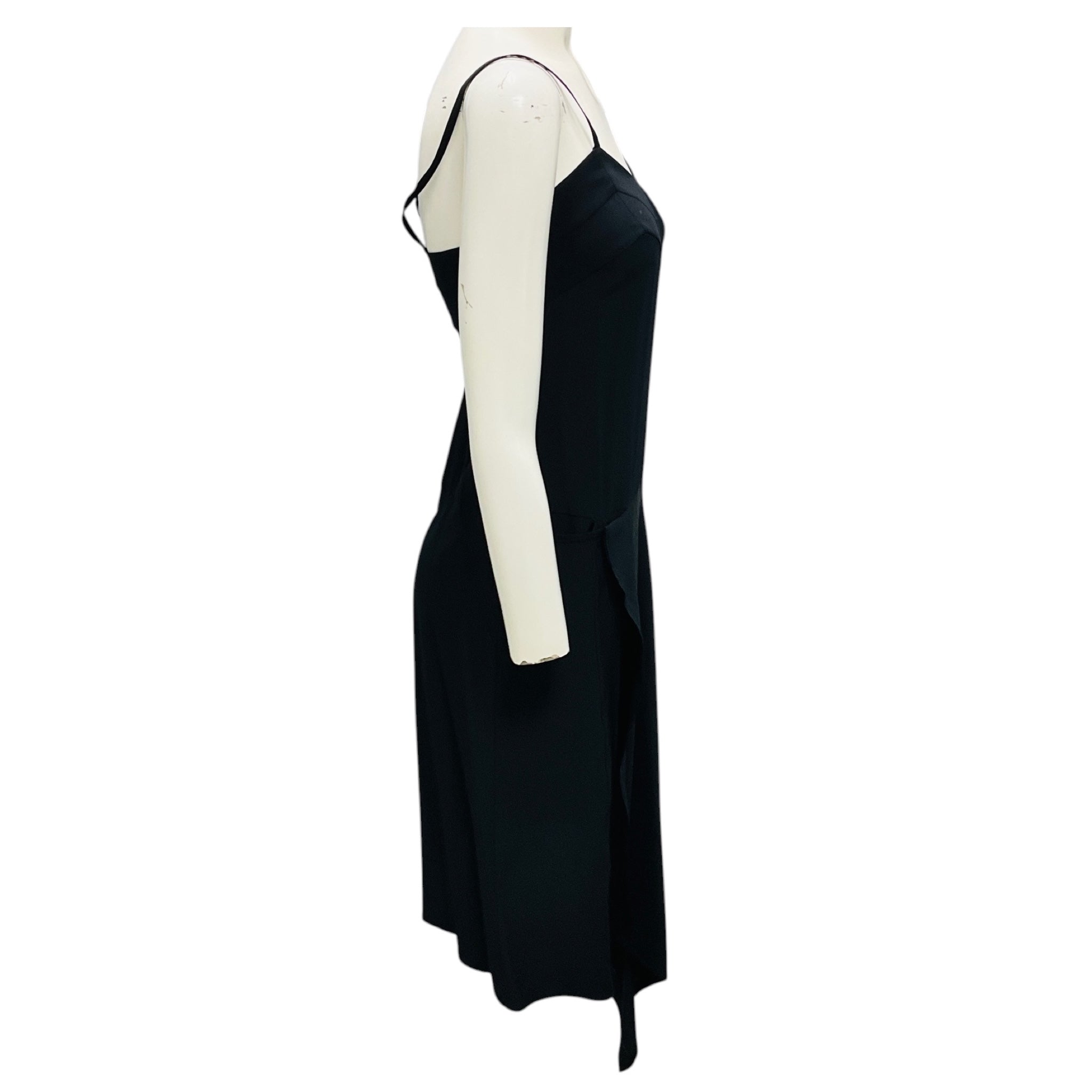 Barbara Bui Black Asymmetric Hem Sleeveless Silk Midi Dress with Built-In Shorts