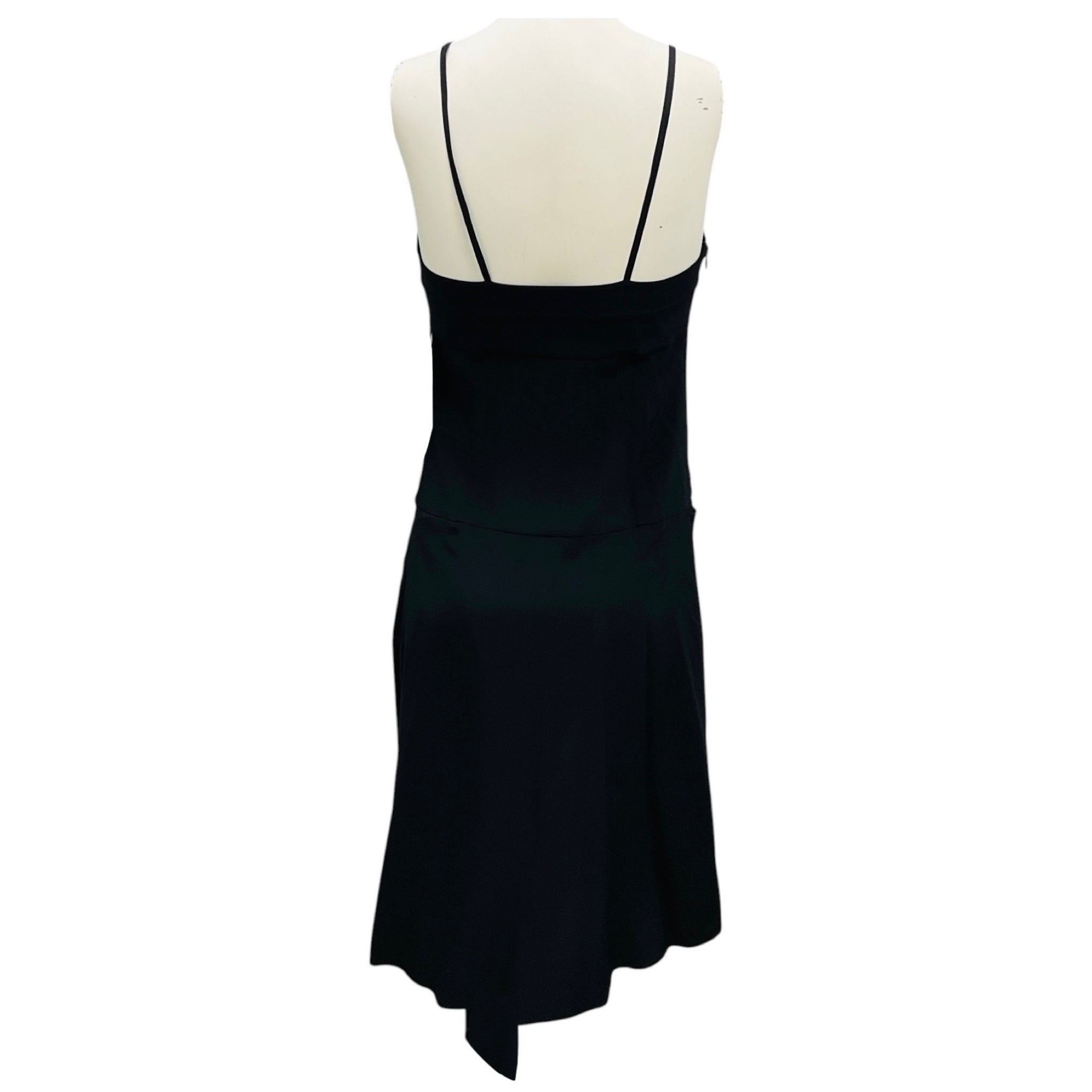 Barbara Bui Black Asymmetric Hem Sleeveless Silk Midi Dress with Built-In Shorts