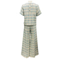 Load image into Gallery viewer, Lisa Marie Fernandez Turquoise / Ivory Plaid Tweed Top and Pants Set
