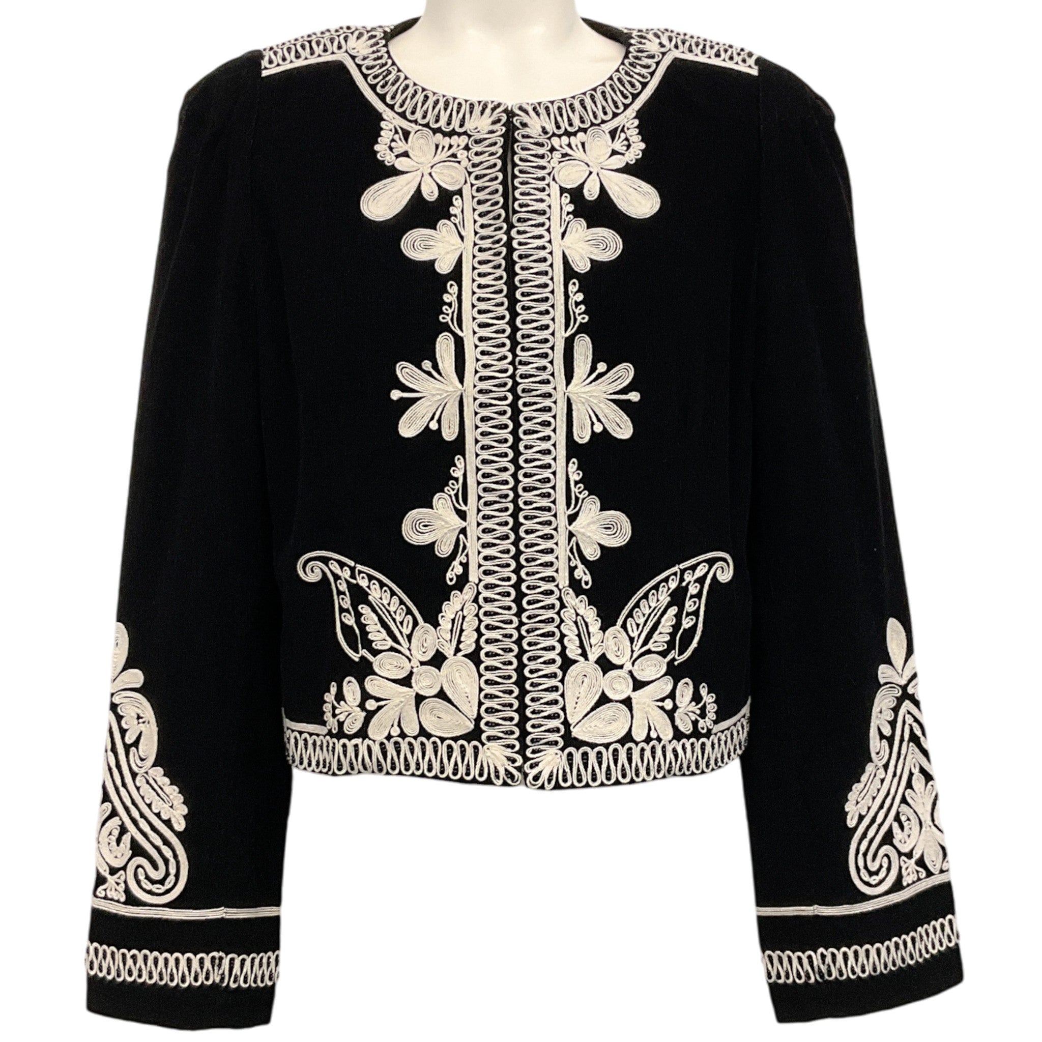Figue Black Bead Embroidered Crop Dori Matador Jacket
