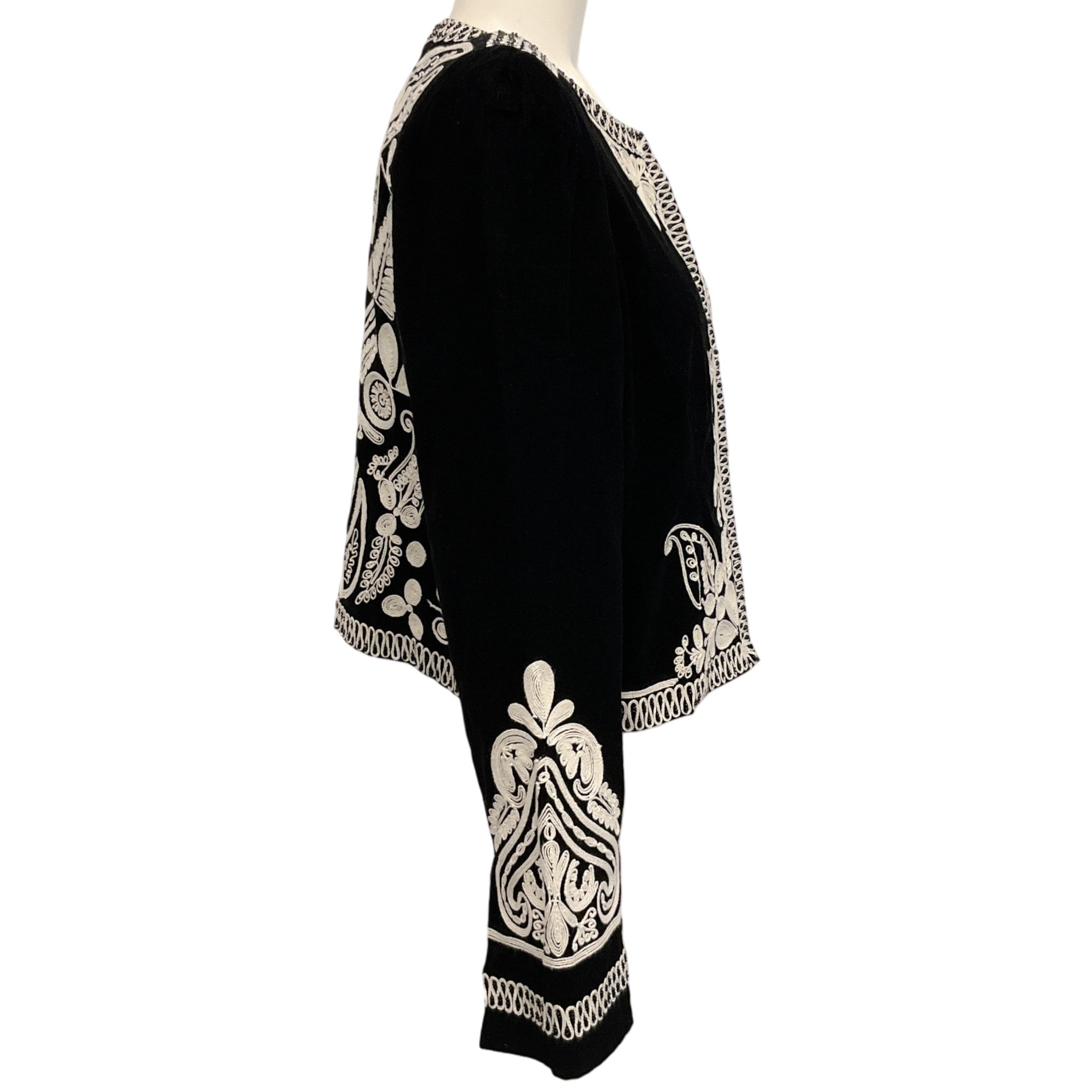 Figue Black Bead Embroidered Crop Dori Matador Jacket