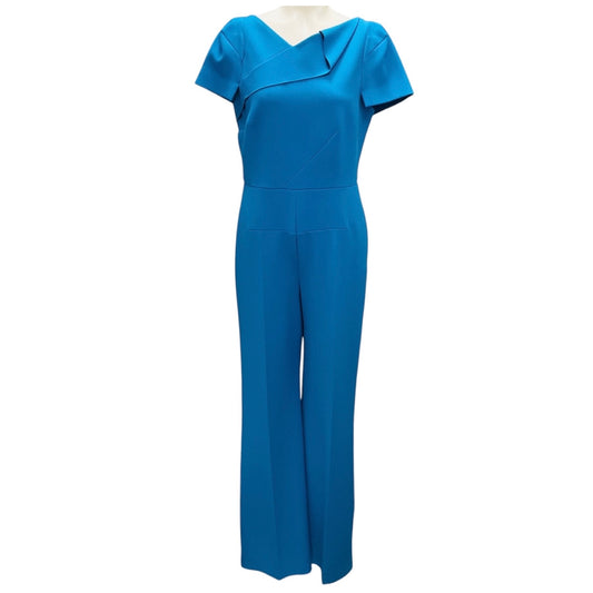 Roland Mouret Azure Pensthorpe Ruffled Crepe Wide Leg Jumpsuit