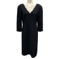 Load image into Gallery viewer, Lafayette 148 New York Black Lace Trimmed Wool Crepe Dress
