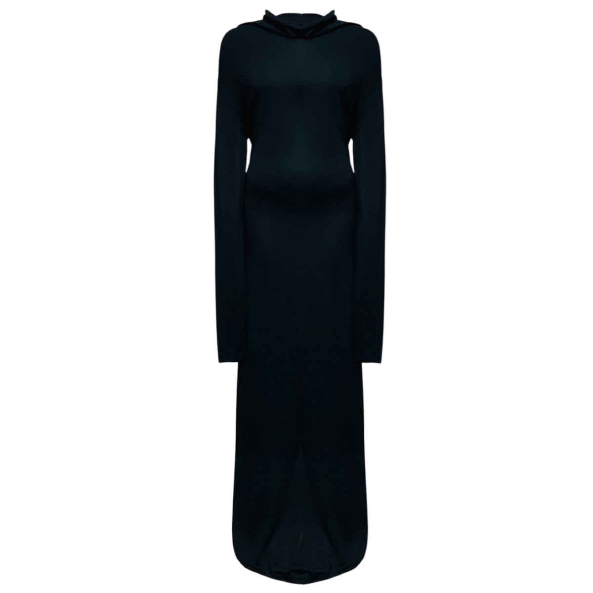 Ferragamo Black Cowl Neck Long Sleeved Jersey Maxi Dress