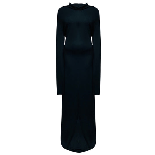 Ferragamo Black Cowl Neck Long Sleeved Jersey Maxi Dress
