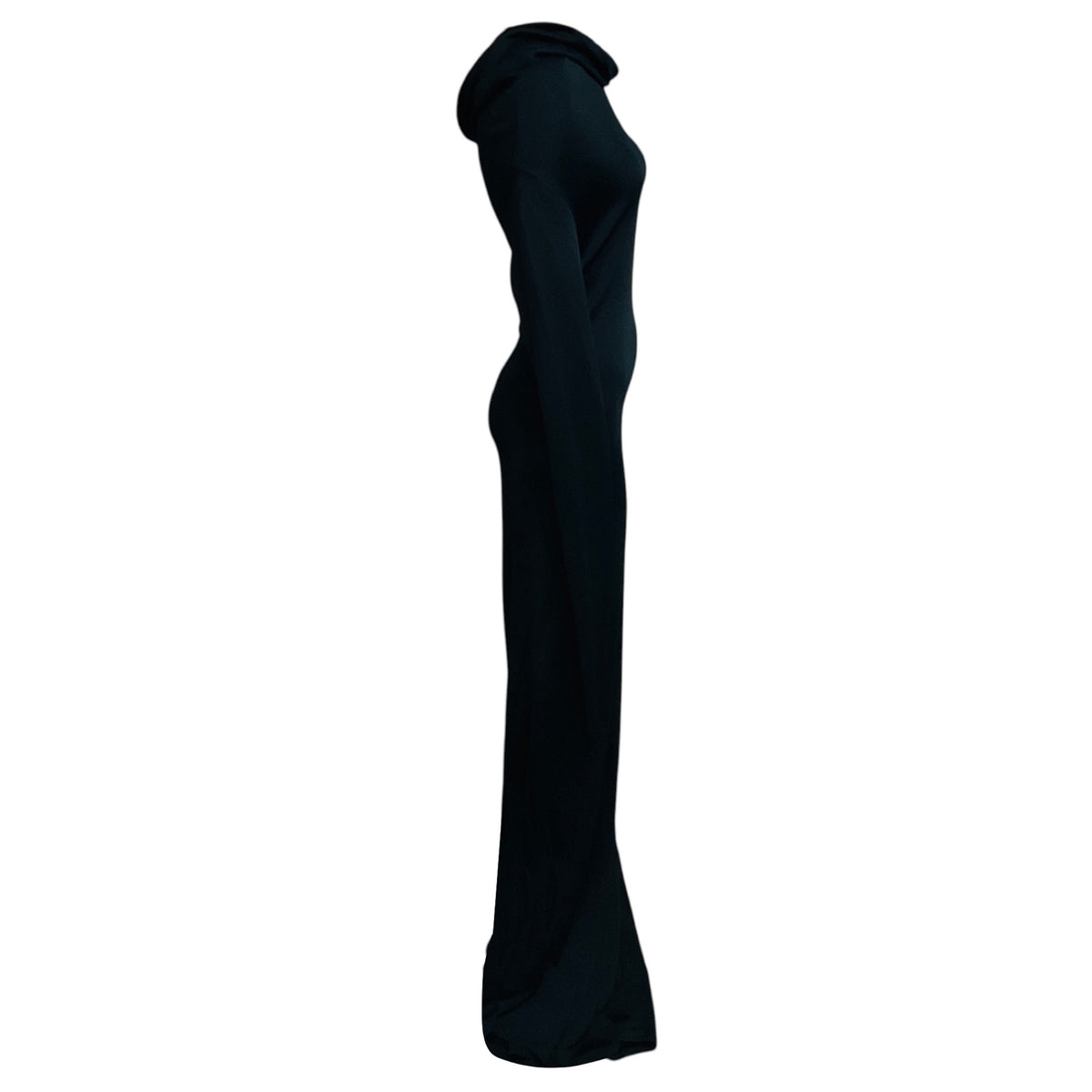 Ferragamo Black Cowl Neck Long Sleeved Jersey Maxi Dress