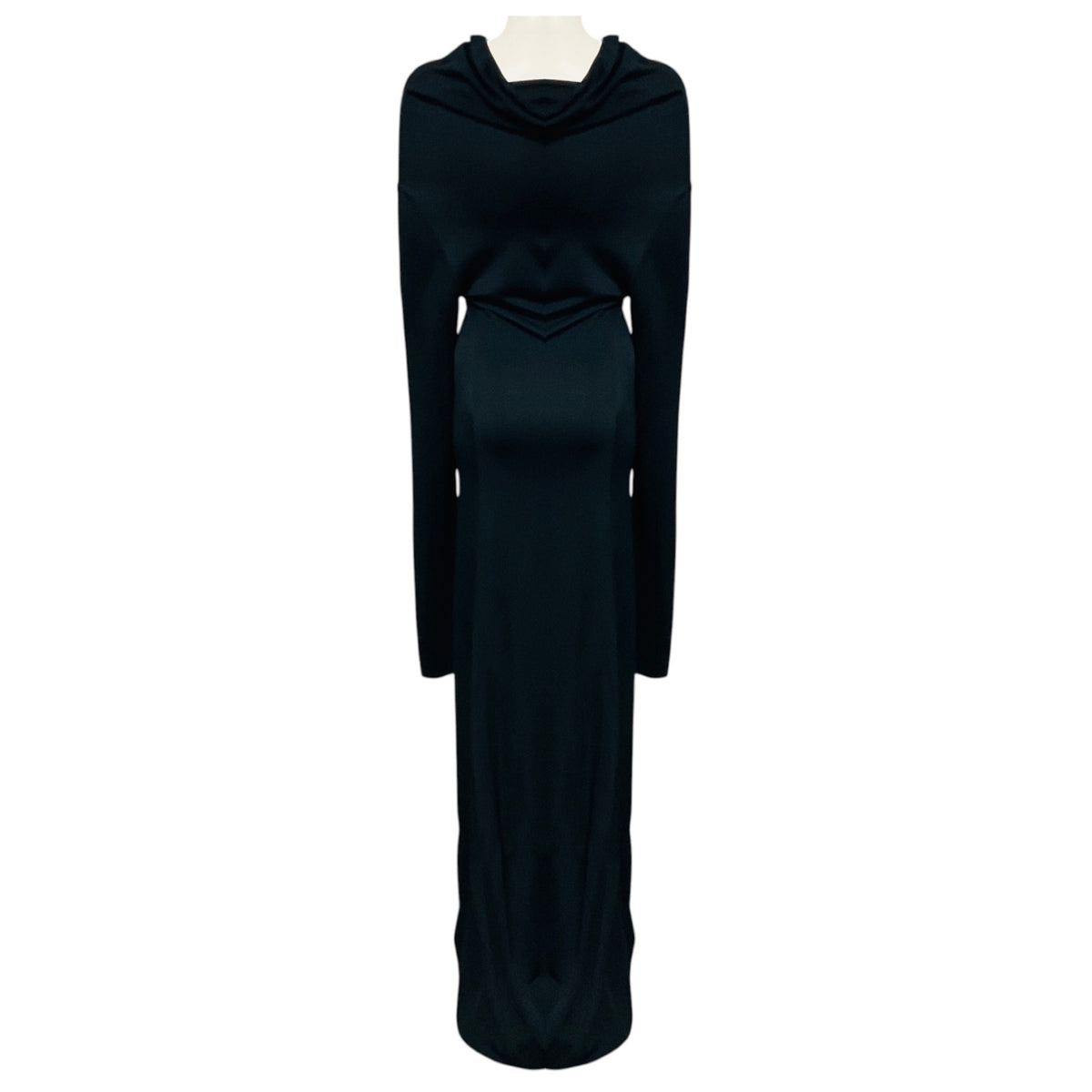 Ferragamo Black Cowl Neck Long Sleeved Jersey Maxi Dress