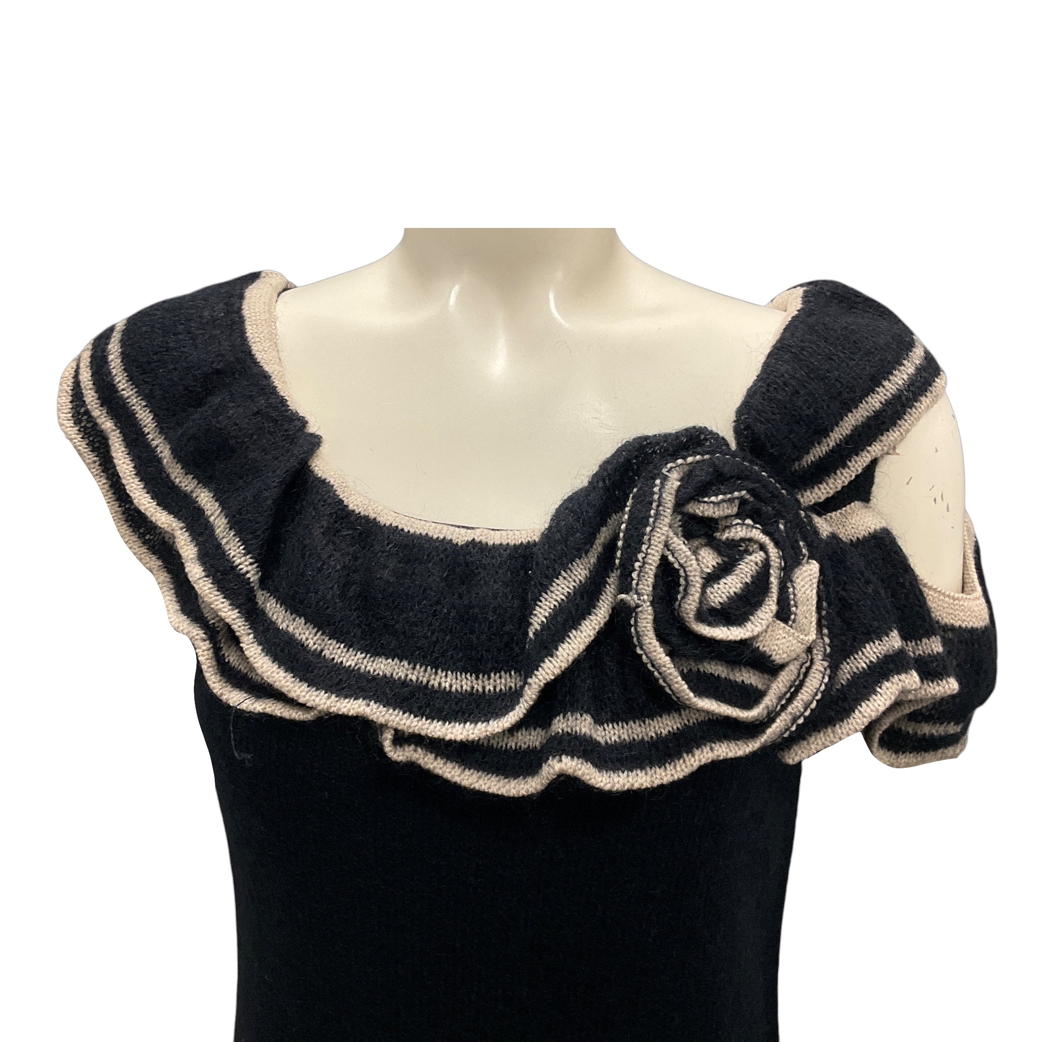 Philosphy di Alberta Ferretti Black / Beige Mohair Knit Dress