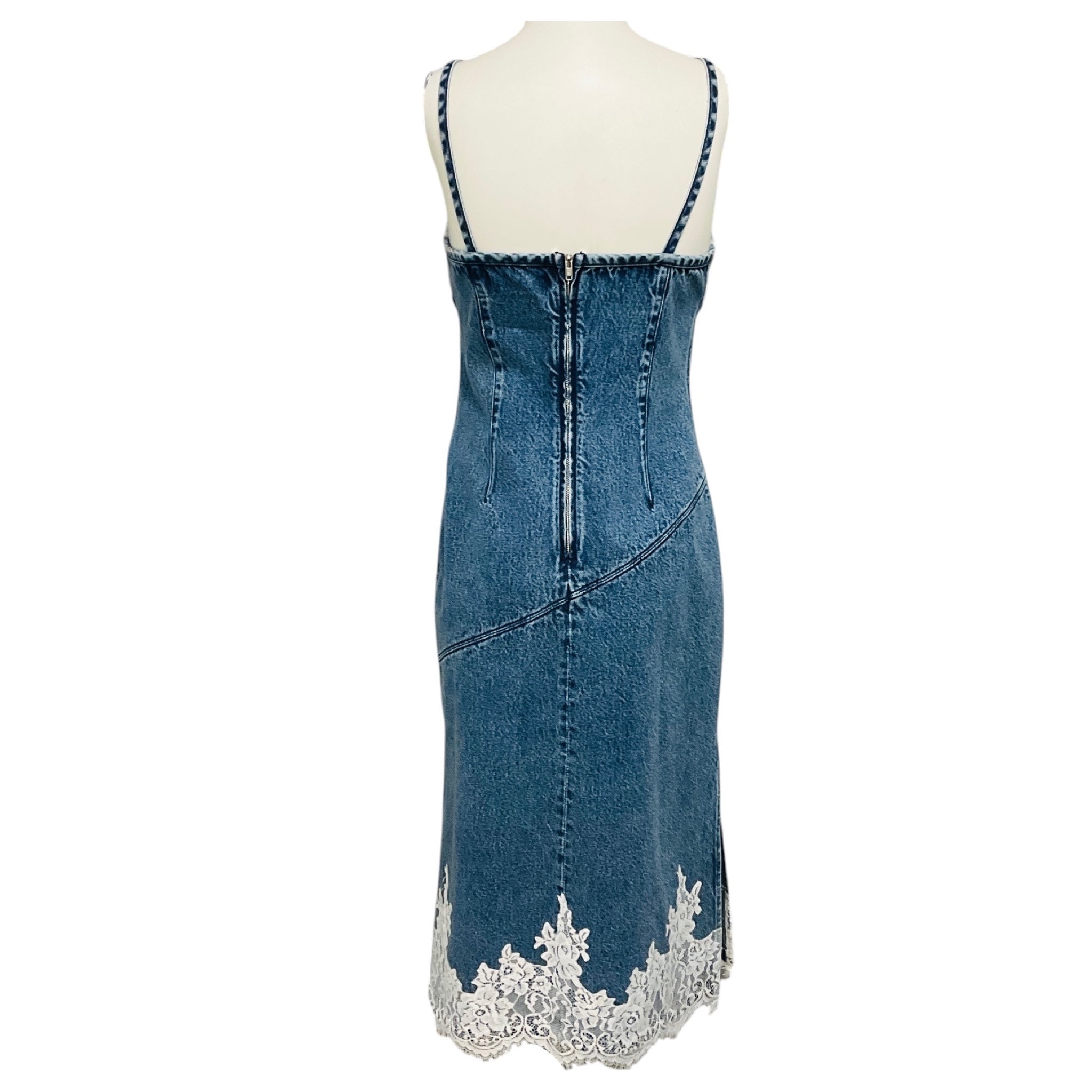 3.1 Phillip Lim Blue Denim Slip Dress with Lace