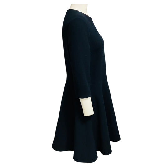 Christian Dior Navy Blue Wool Crepe Flared Dress