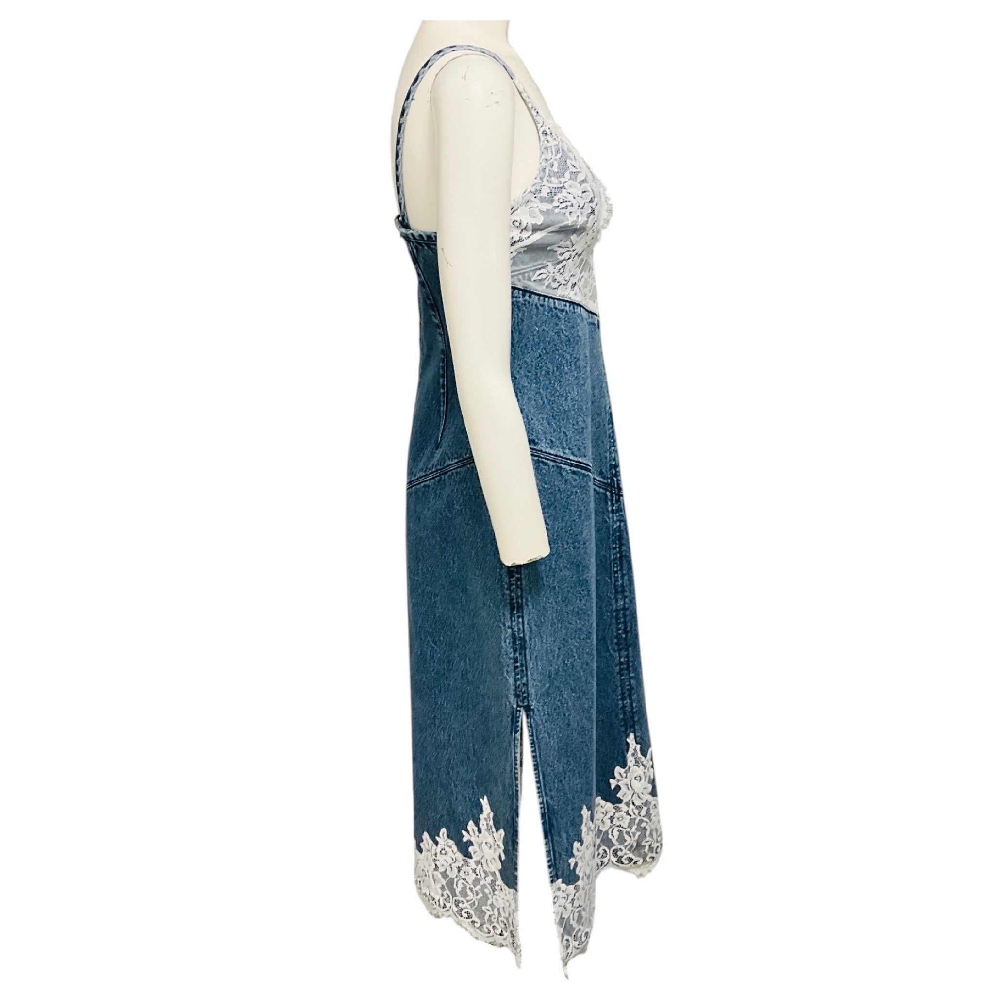 3.1 Phillip Lim Blue Denim Slip Dress with Lace