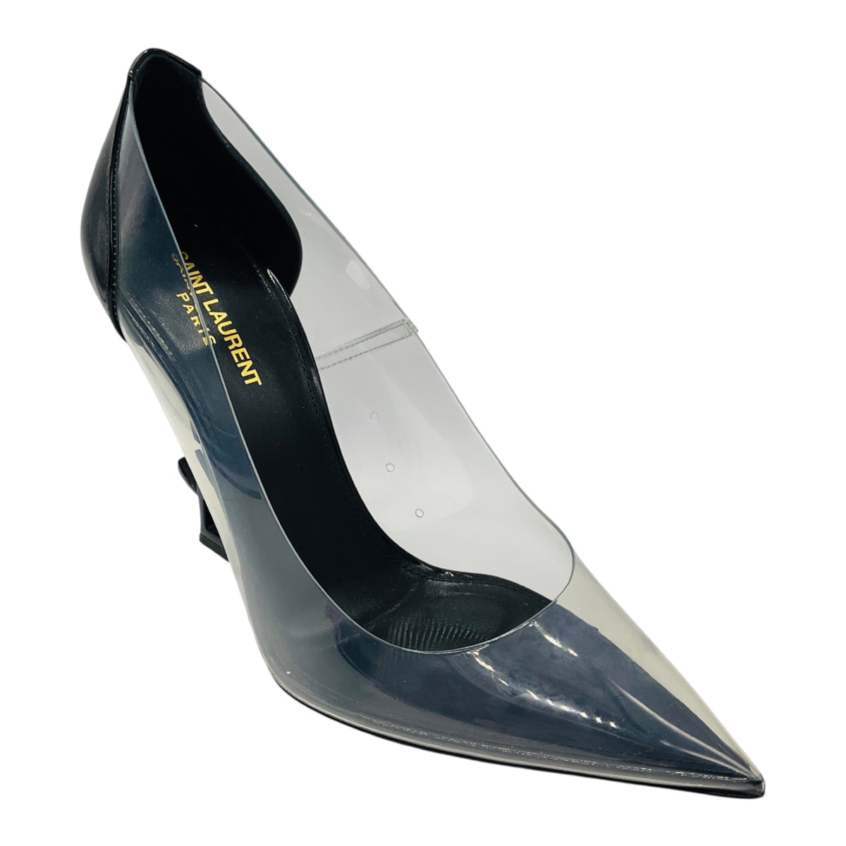 Saint Laurent Black Nero / Transparent Patent Leather and PVC Opyum 110 Pumps with YSL Logo Heel