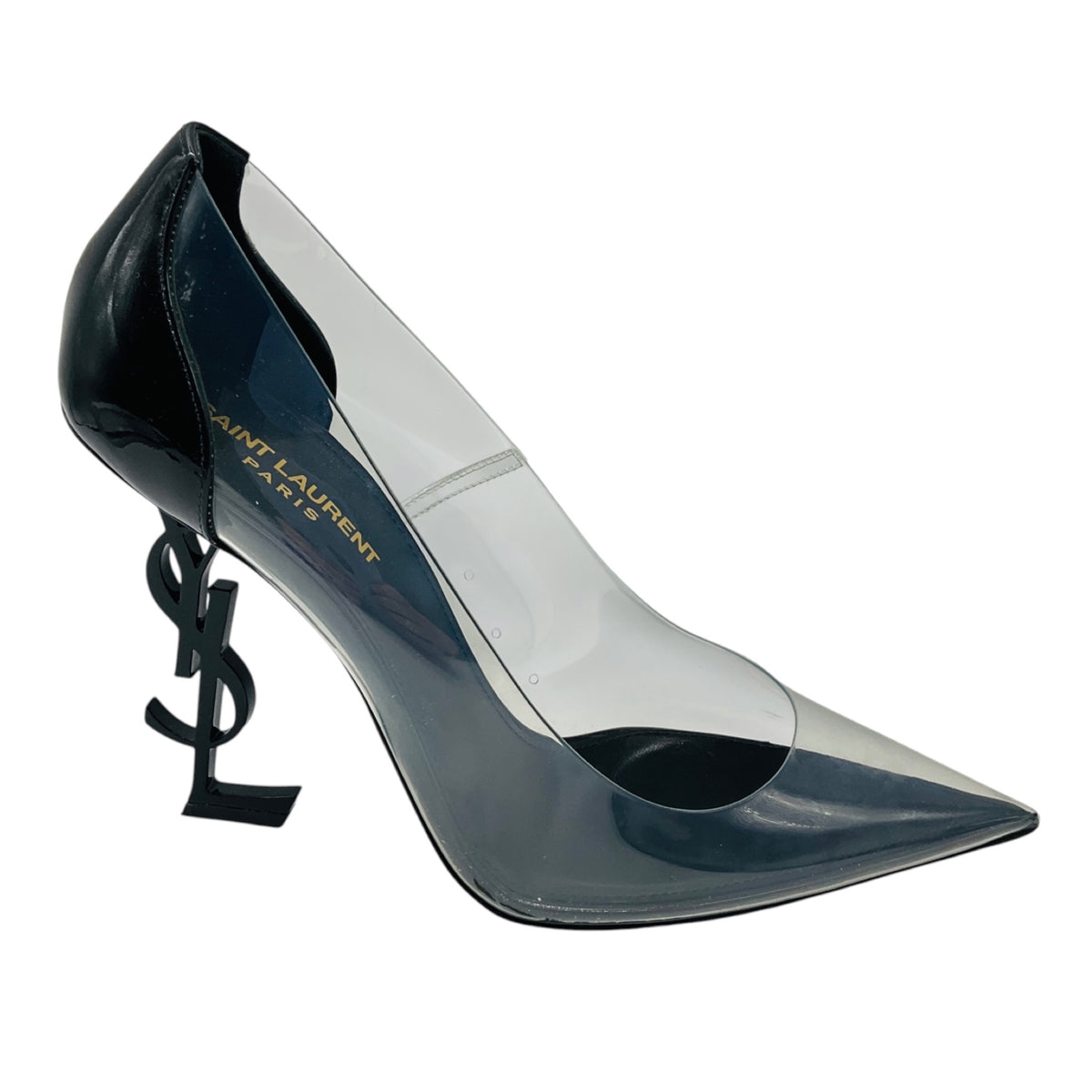 Saint Laurent Black Nero / Transparent Patent Leather and PVC Opyum 110 Pumps with YSL Logo Heel