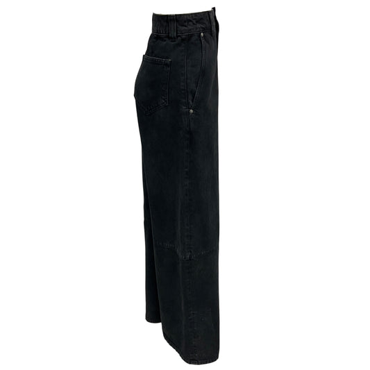 Khaite Black Isla High Rise Wide Leg Denim Jeans
