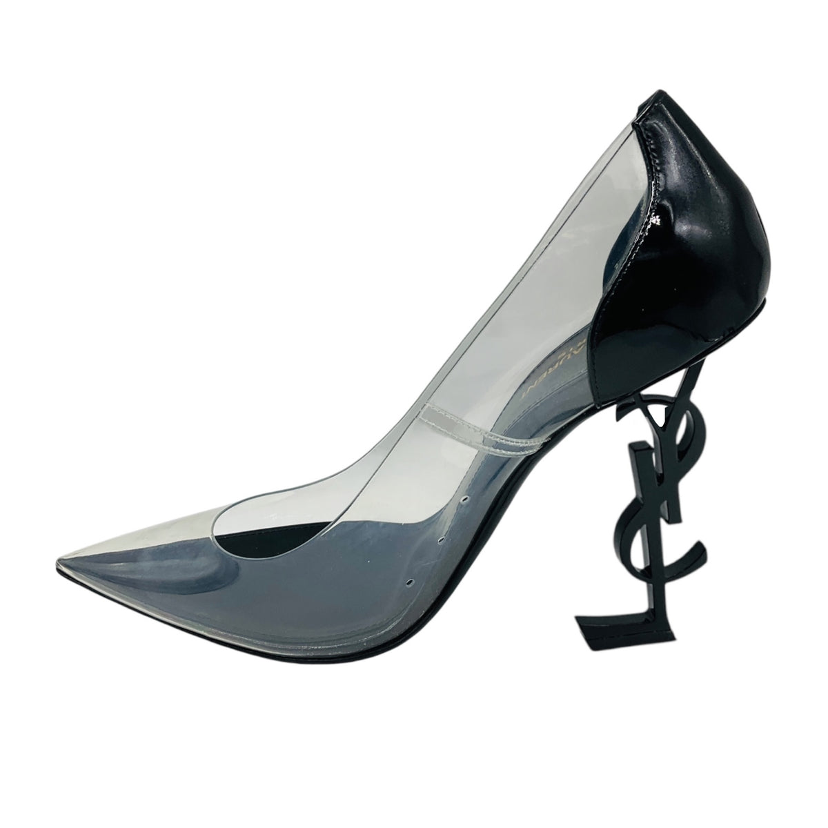 Saint Laurent Black Nero / Transparent Patent Leather and PVC Opyum 110 Pumps with YSL Logo Heel