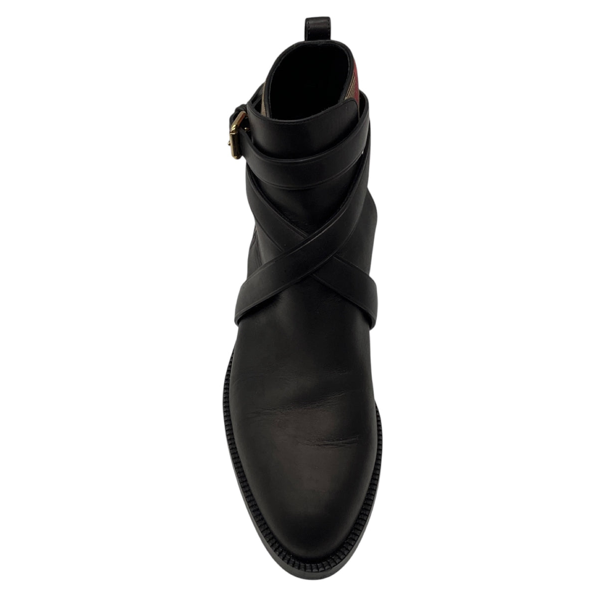Burberry Black / Archive Beige Check and Leather Flat Ankle Boot