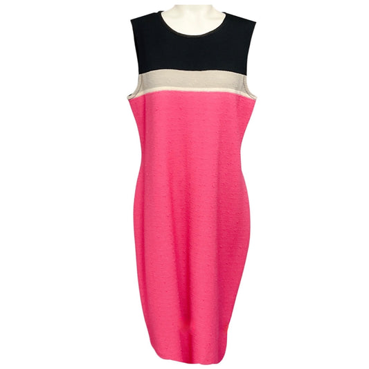 St. John Haute Pink Multi Tweed Scoop Neck Dress