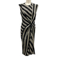 Load image into Gallery viewer, Narciso Rodriguez Black / Grey Striped Sleeveless Midi Dress
