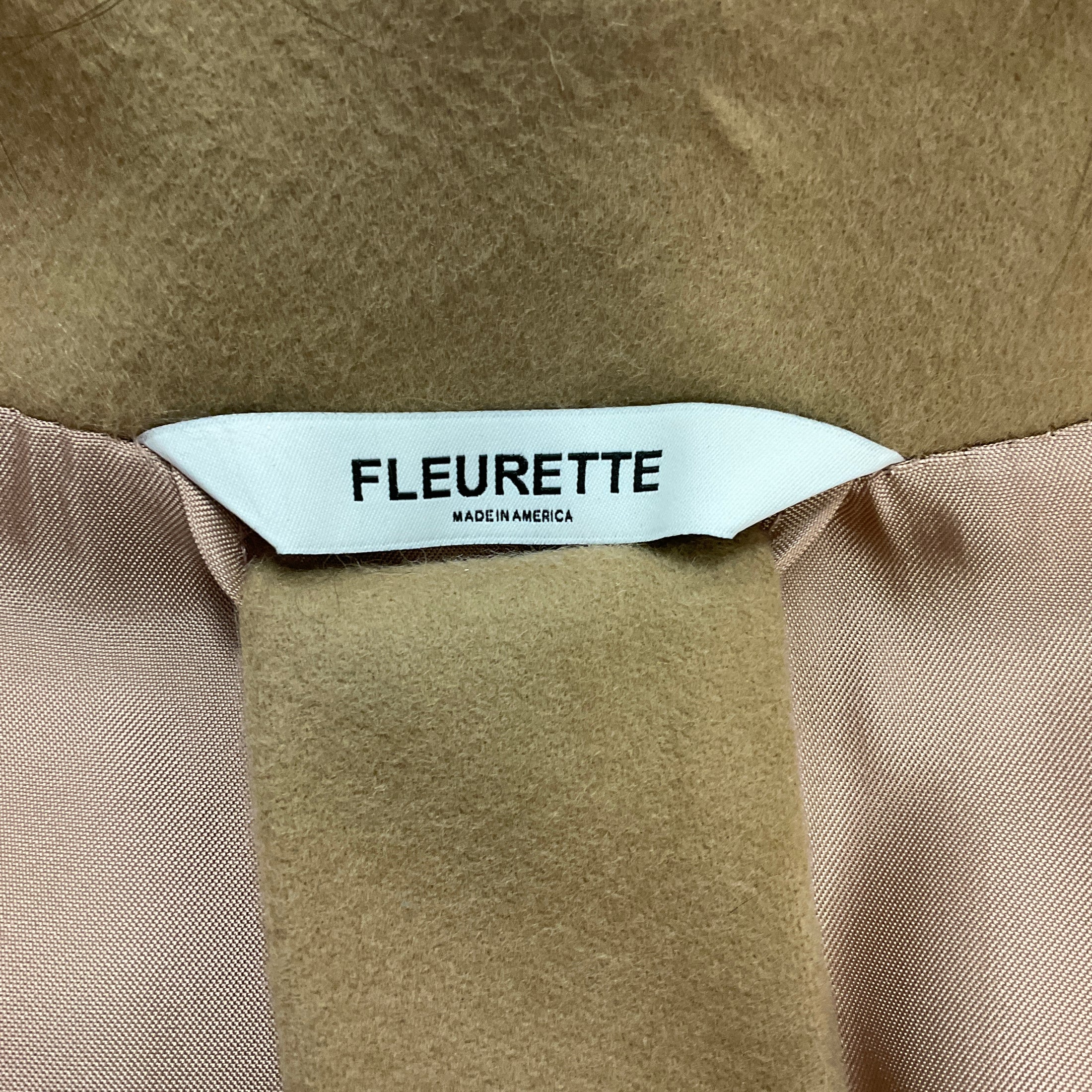Fleurette Camel Fox Fur Collar Wool Wrap Coat with Belt