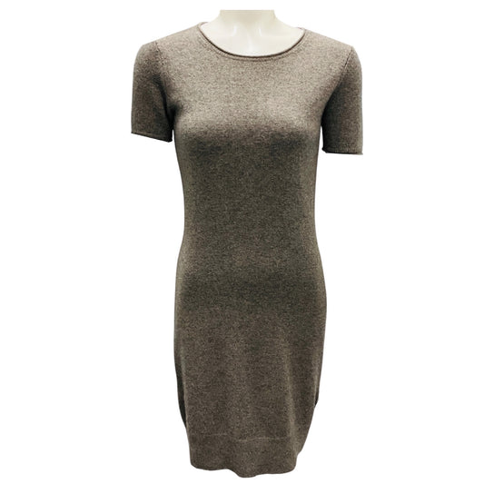 Iris Von Arnim Taupe Short Sleeved Cashmere Knit Dress