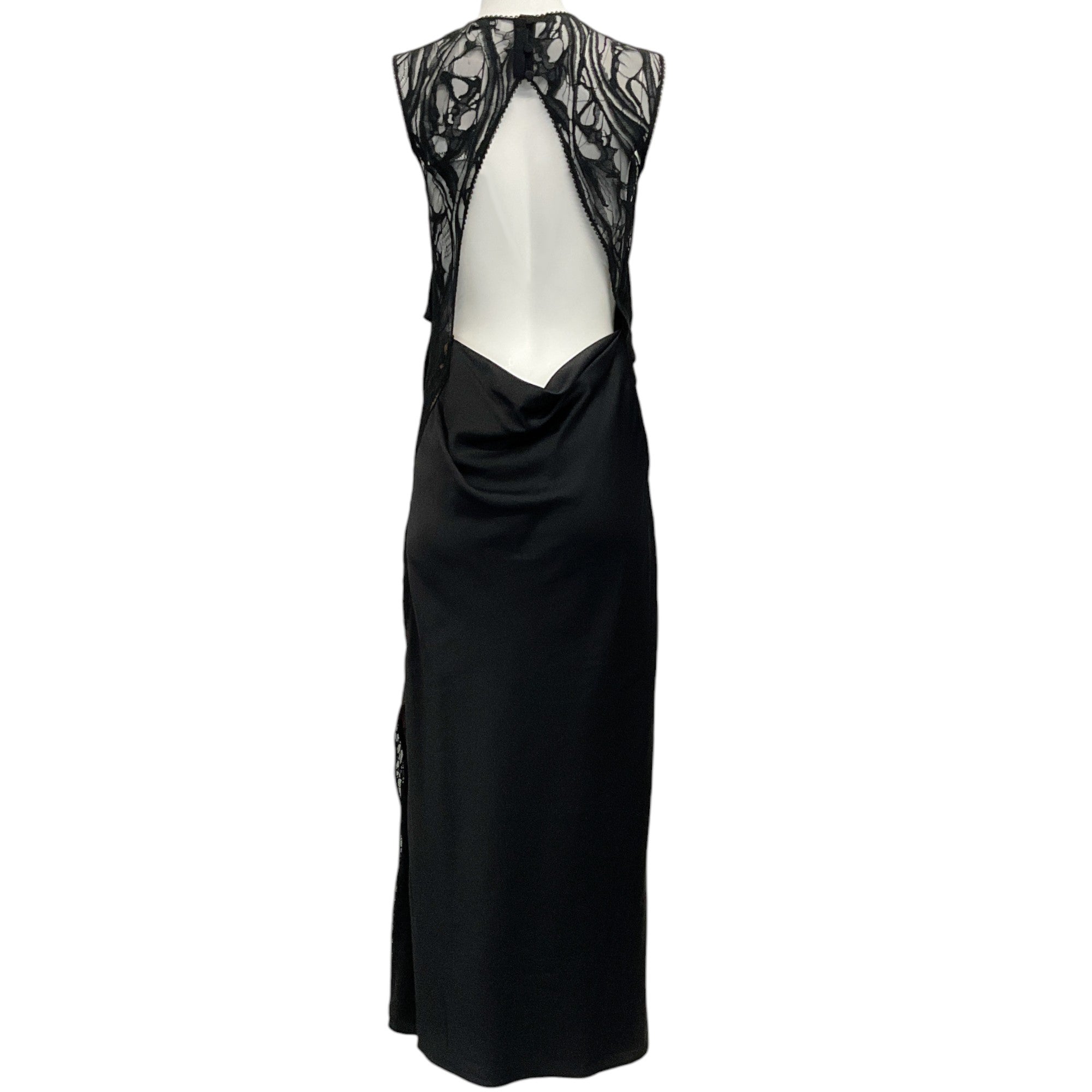 Jonathan Simkhai Black Vea Sleeveless Draped Dress with Lace