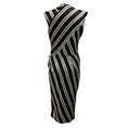 Load image into Gallery viewer, Narciso Rodriguez Black / Grey Striped Sleeveless Midi Dress
