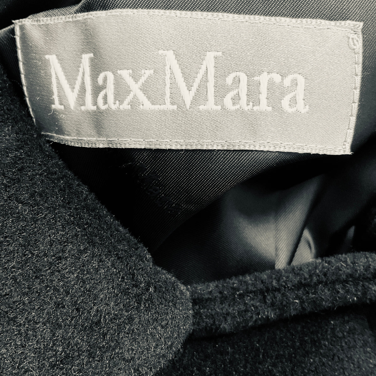 Max Mara Black Wool and Angora Long Coat