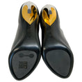 Load image into Gallery viewer, Alexander McQueen Black Leather Open Toe Pumps with Silver / Gold Heel
