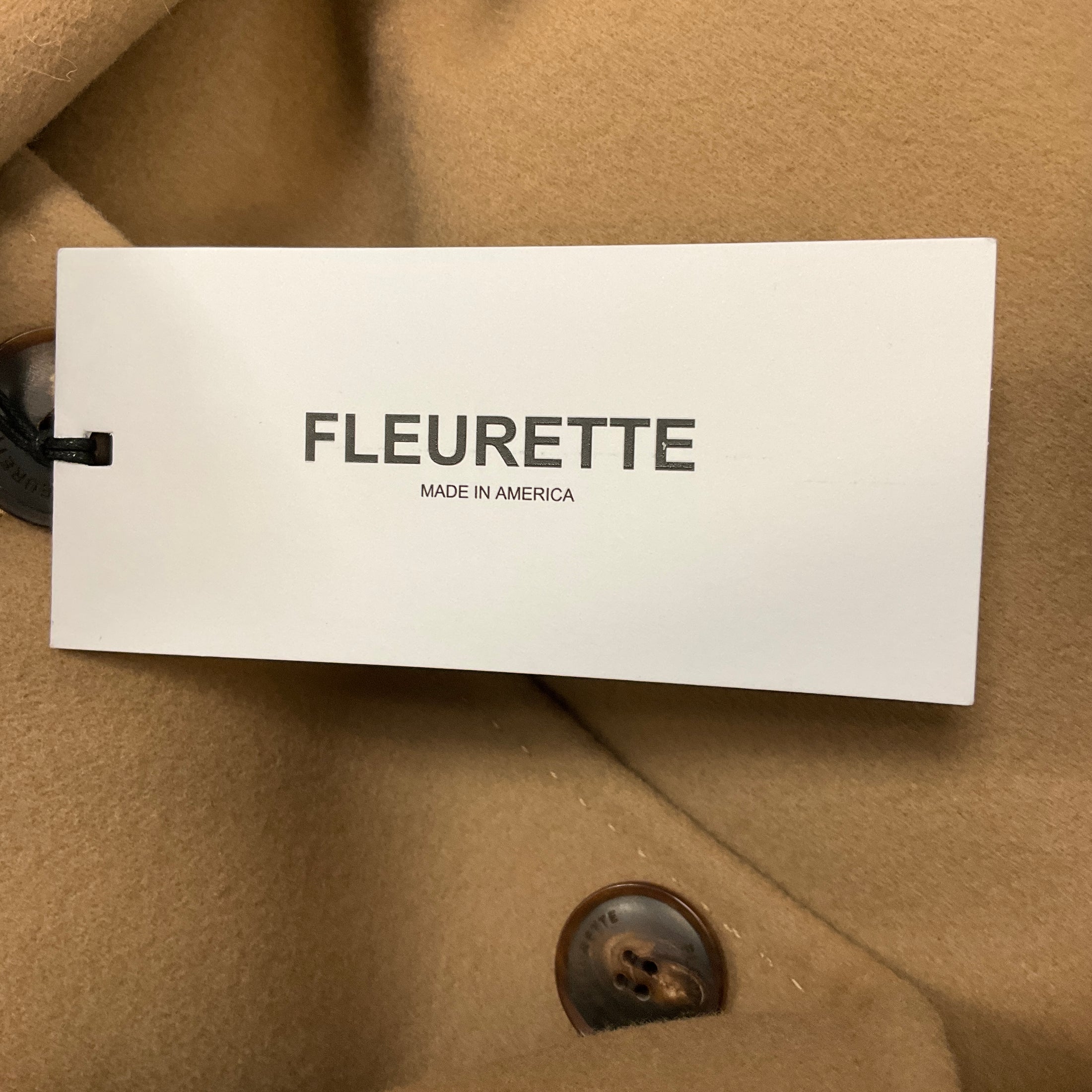 Fleurette Camel Button Front Wool Coat