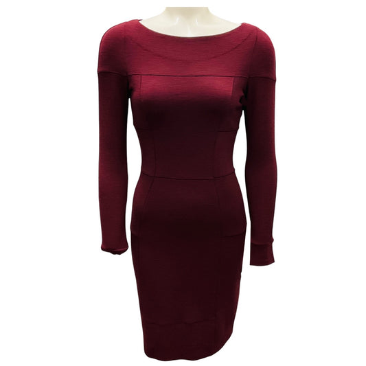 Maurizio Pecoraro Burgundy Fitted Stretch Knit Dress