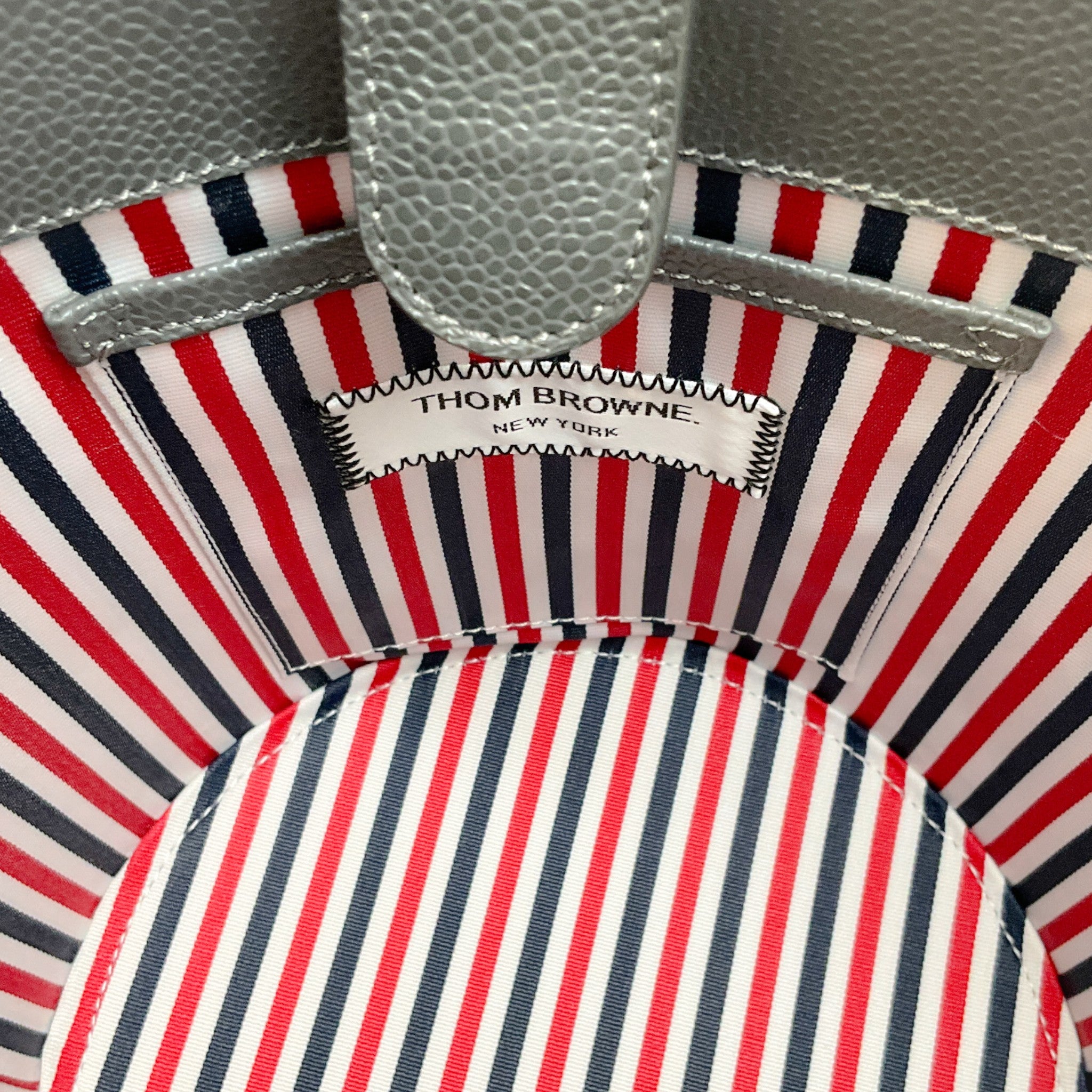 Thom Browne Dark Grey Checked Woven Leather Bucket Bag