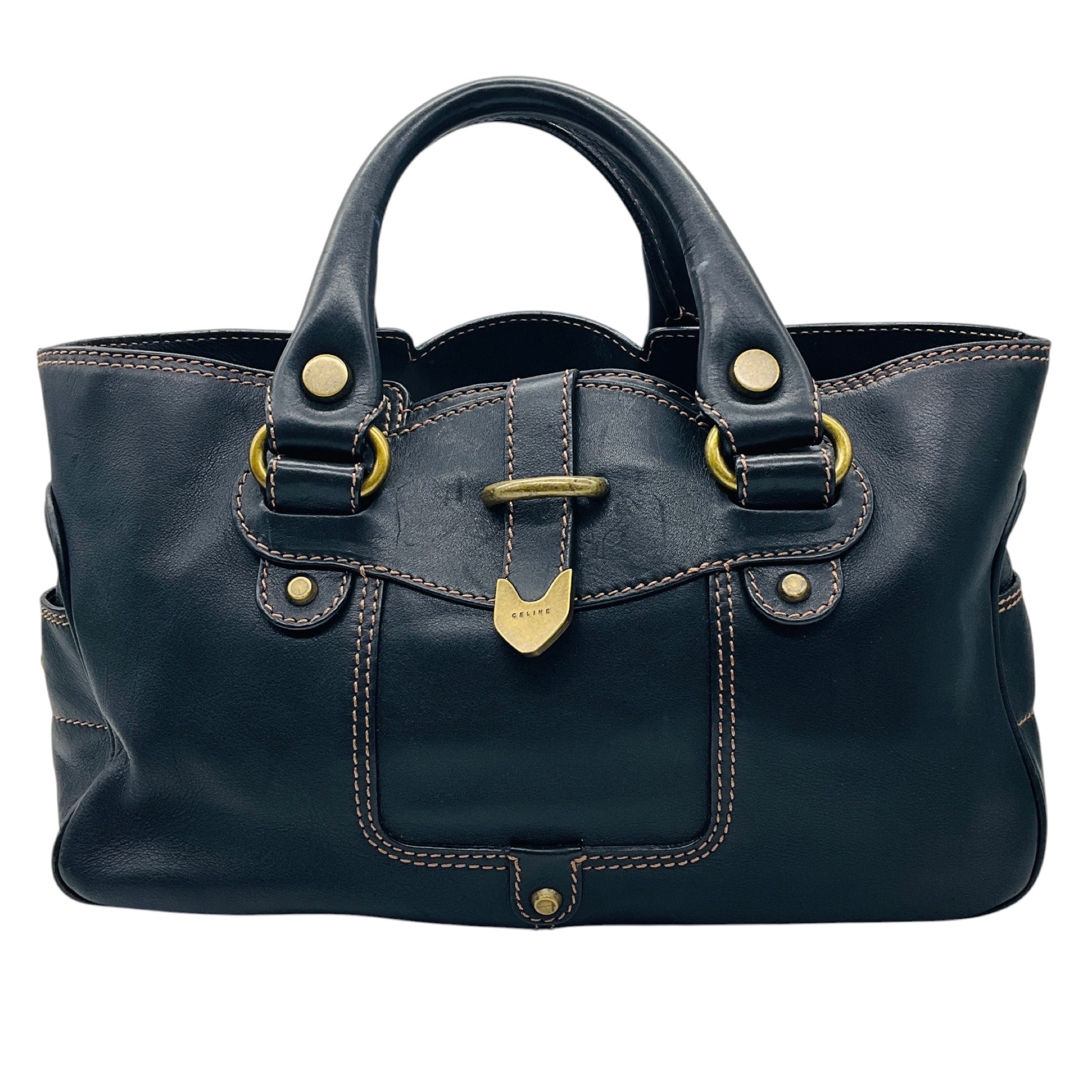 Celine Vintage Black Leather Tote Bag