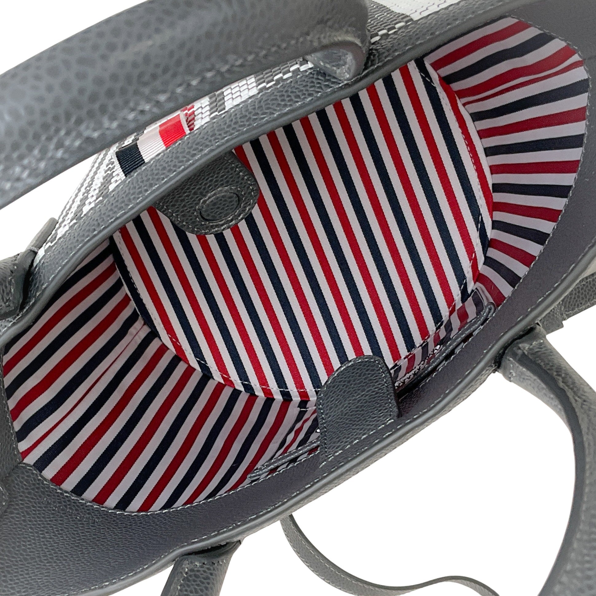Thom Browne Dark Grey Checked Woven Leather Bucket Bag