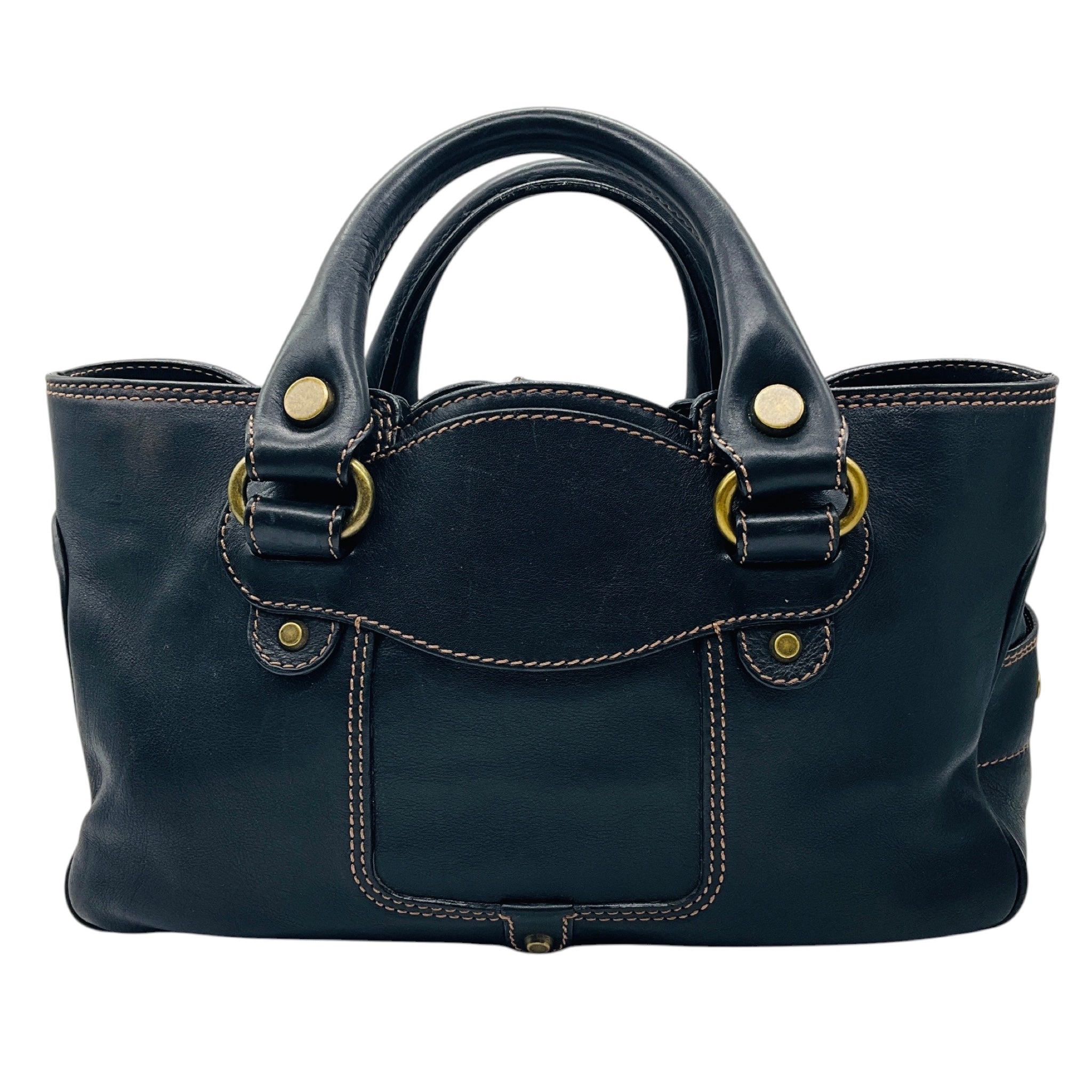 Celine Vintage Black Leather Tote Bag