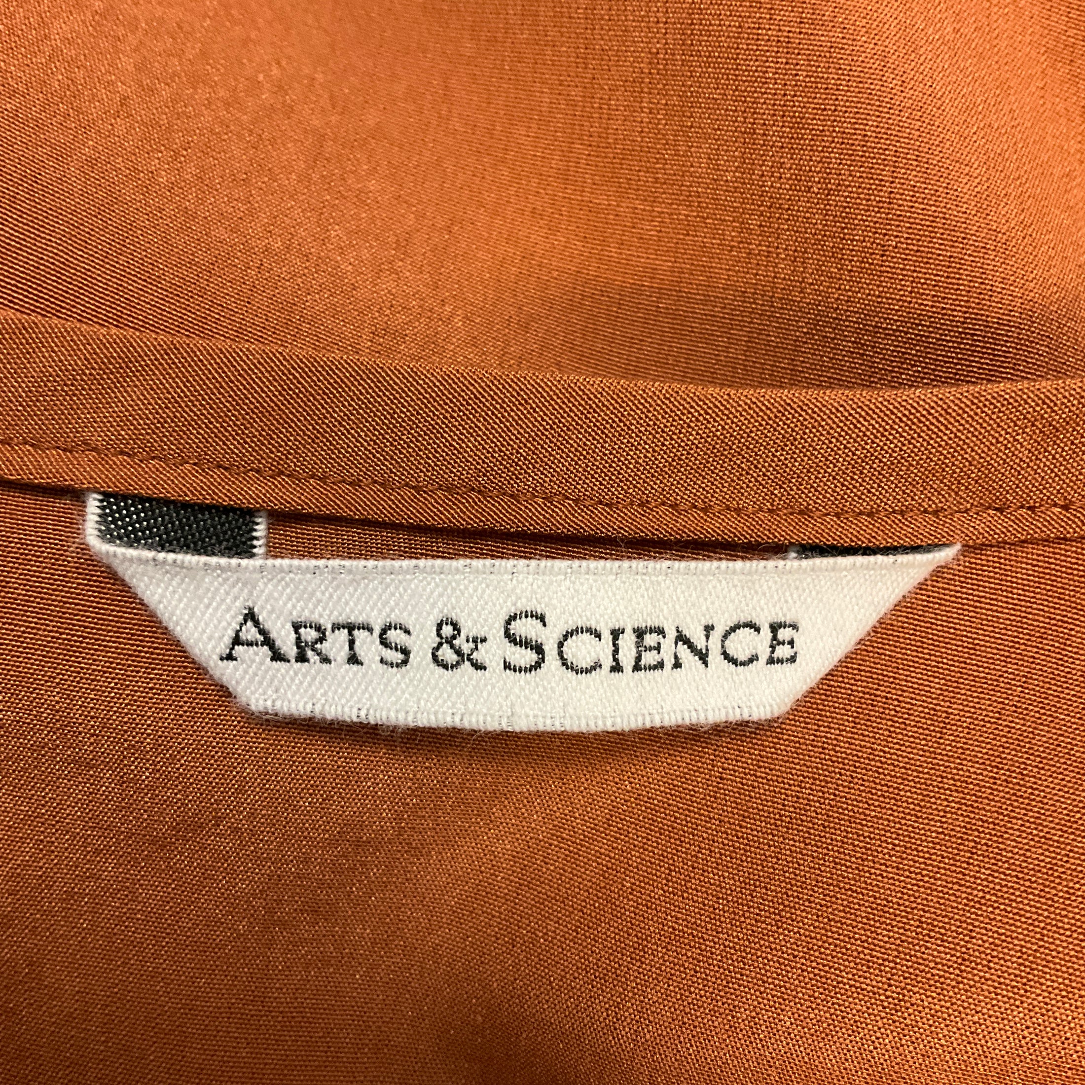 Arts & Science Burnt Orange Long Sleeved Satin Midi Dress