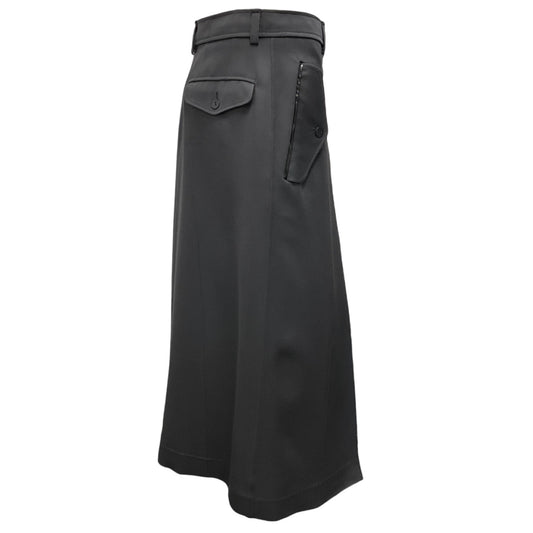 Nina Ricci Slate Grey Front Slit Wool Midi Skirt