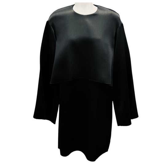 Ellery Black Two Way Crepe Distressed Satin Dress