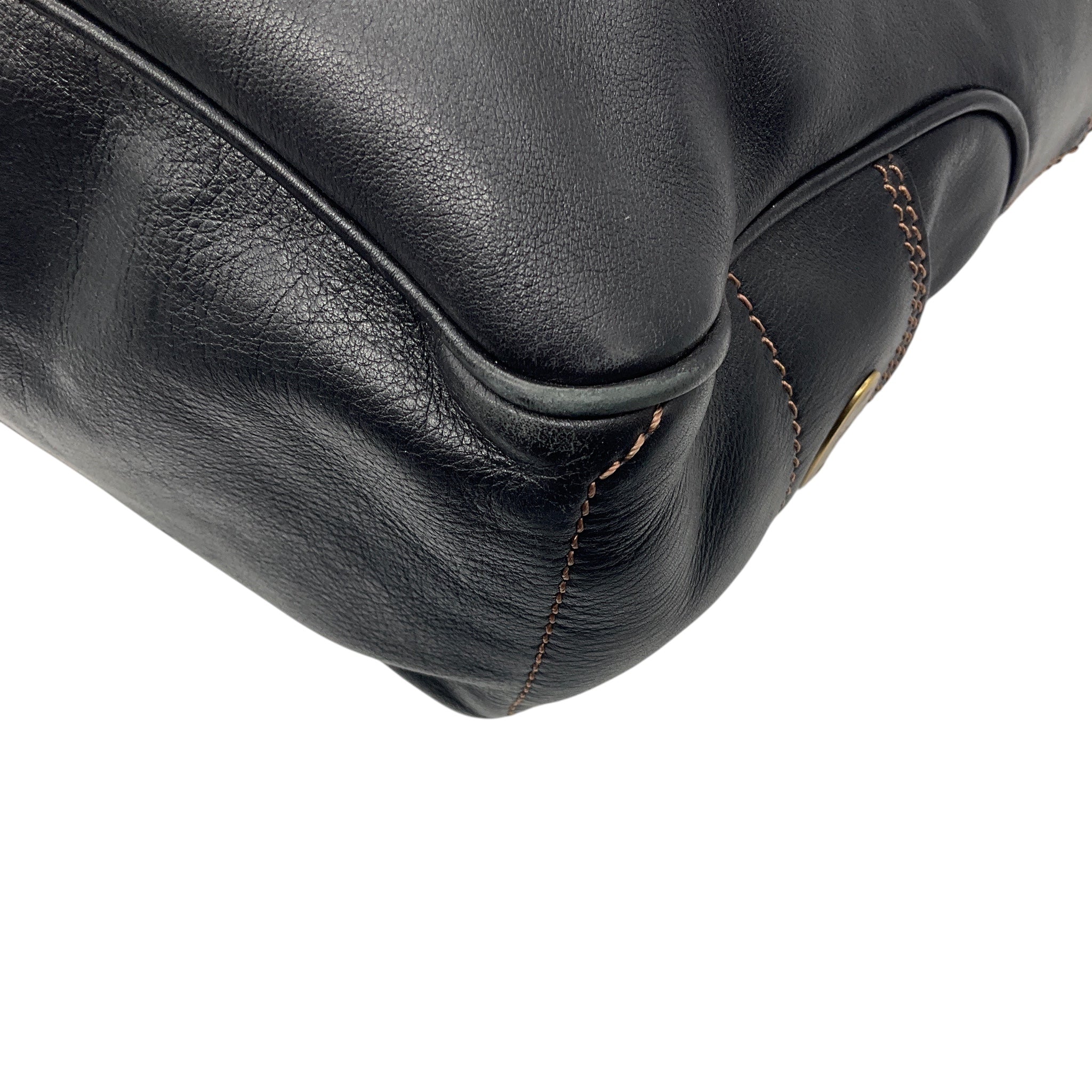 Celine Vintage Black Leather Tote Bag