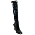 Load image into Gallery viewer, Saint Laurent Black Patent Leather Tall Rhinestone Buckle Boots

