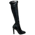 Load image into Gallery viewer, Saint Laurent Black Patent Leather Tall Rhinestone Buckle Boots
