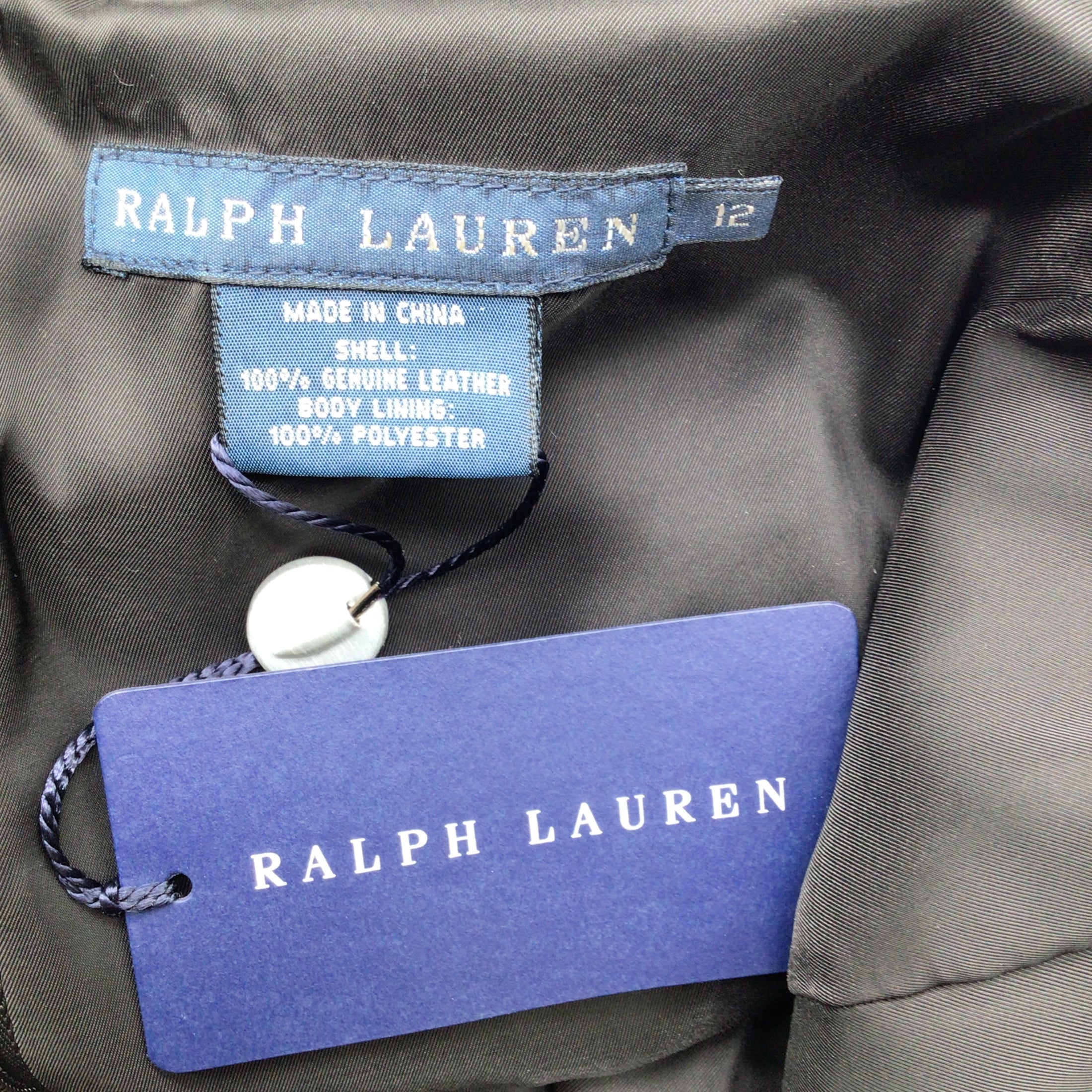 Ralph Lauren Blue Label Black Sleeveless V-Neck Flared Leather Dress