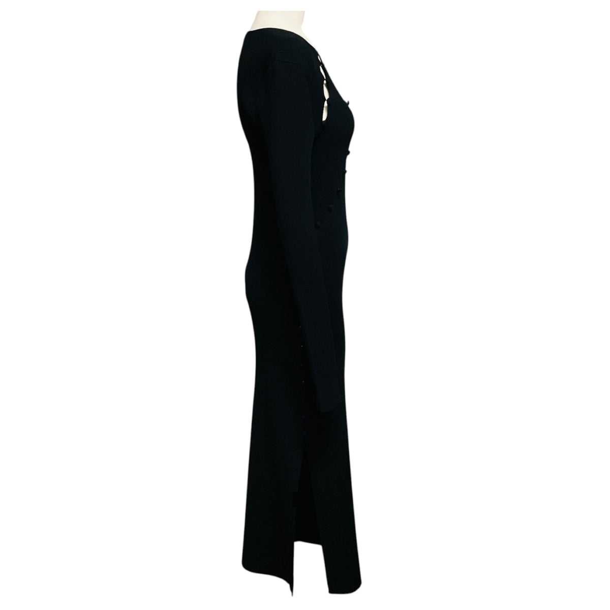 Altuzarra Black Long Sleeved Ribbed Knit Midi Dress